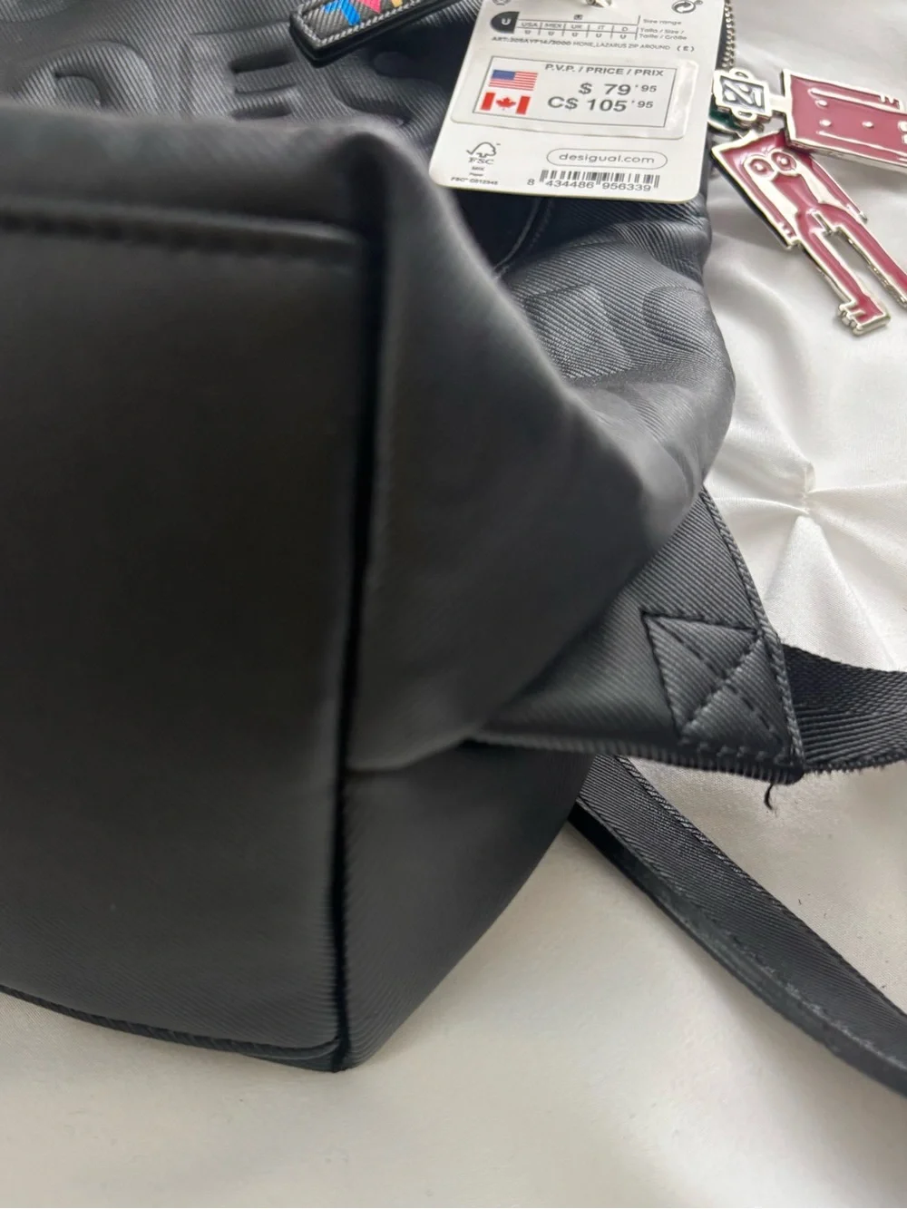 Desigual Unisex Square Logomania Black Embossed PU Backpack